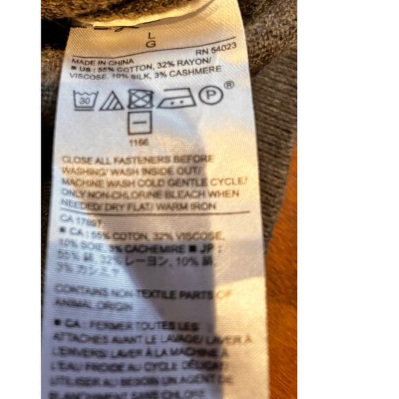 Banana Republic Cashmere Silk Blend, Gray Mens Large L Quarter Zip Sweater - Picture 5 of 8